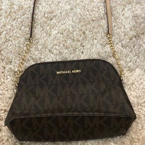 Cindy Dome Crossbody Bag MK Signature Brown